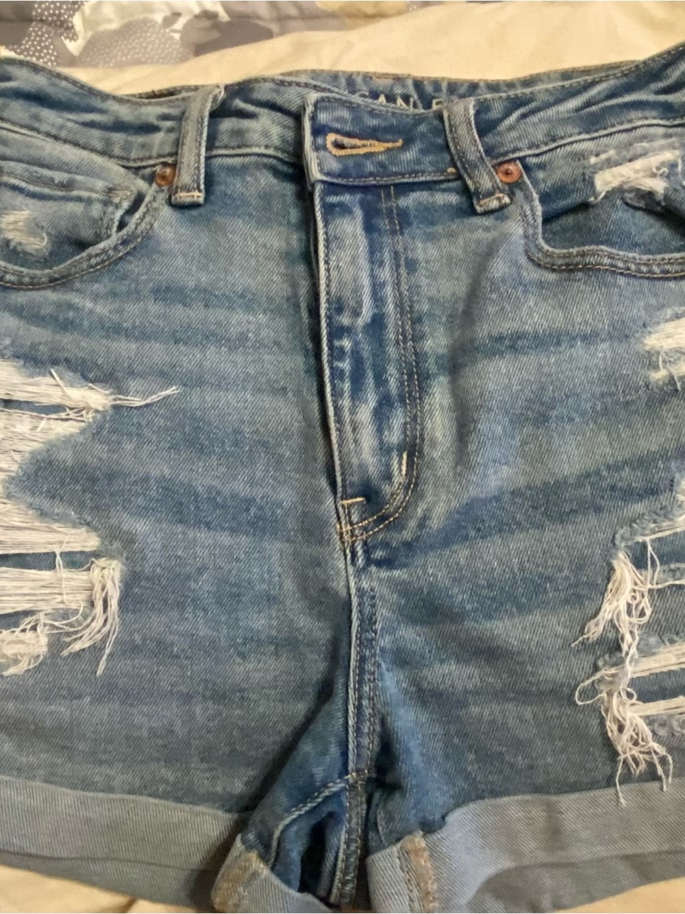 American Eagle Light Blue Distressed Denim Shorts